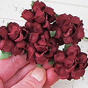 1-1/2 Inch Burgundy Paper Roses*