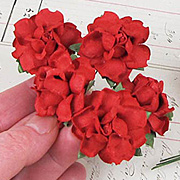 1-1/2 Inch Red Paper Roses*