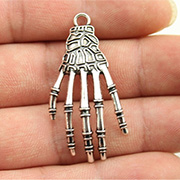 3D Silver Skeleton Hand Charm