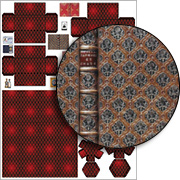 4 Inch Steamer Trunk - Damask Collage Sheet