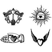 4 Heart Icons Rubber Stamp Set