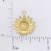 Small Raw Brass Sunflower Charms