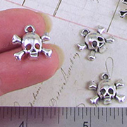 5/8 Inch Silver Skull & Bones Charms