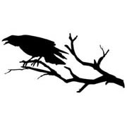 Crow on Branch Rubber Stamp