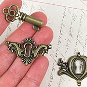 Antique Gold Key and Keyhole Set