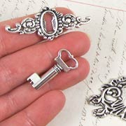 Antique Silver Key and Keyhole Set