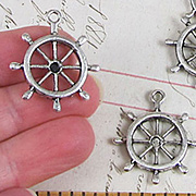 Antique Silver Ship Wheel Charm