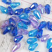 Mixed Faceted Teardrops - Blue