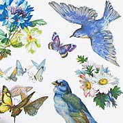 Bluebirds and Flowers Stickers