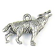 3D Pewter Wolf Charm
