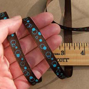 Brown Grosgrain with Turquoise Dots