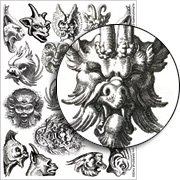 Gargoyle Faces Collage Sheet