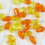 Mixed Faceted Teardrops - Orange
