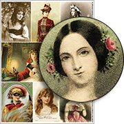 Romantic Victorian Halloween Women Collage Sheet