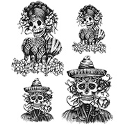 Tim Holtz Day Of The Dead #1 Cling Stamp Set