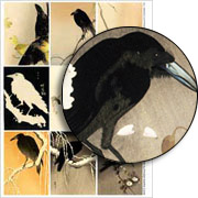 Woodblock Print Ravens Collage Sheet