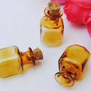 Small Square Amber Bottle with Cork*