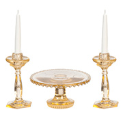 Cake Plate and Candlesticks - Amber