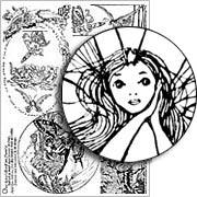 B&W Fairy Illustrations Collage Sheet