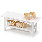 Miniature White Table with Baskets