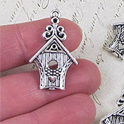 Fancy Silver Birdhouse Charm*