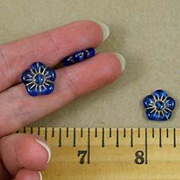 Blue/Gold Glass Flower Beads