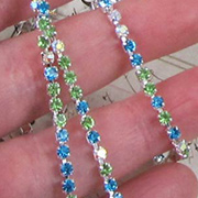 3mm Rhinestone Chain - Green & Blue Mix