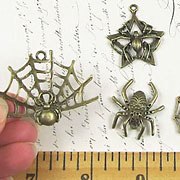 Antique Bronze Spider Charm Set