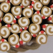 Polymer Clay Cane - Rolled Cake with Cherry