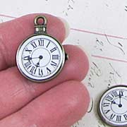 Bronze Stopwatch Clock Charm - Roman Numerals