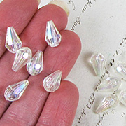 Mixed Faceted Teardrops - Crystal AB