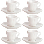 White Plastic Cups & Saucers