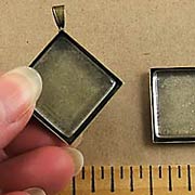 Antique Brass Diamond Pendant w/Glass