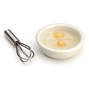 Miniature Eggs in Bowl with Wire Wisk