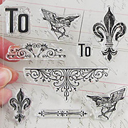 Fleur De Lis Bird & Arrow Clear Stamp Set*