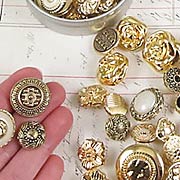 Fancy Gold Buttons in Tin