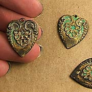 Verdigris Heart Charms