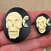 Laughing Pirate Skull Cabochons (Cameos) - 40x30mm