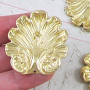 Large Shell or Acanthus Leaf Charms - Raw Brass