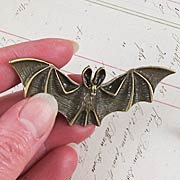 Large Antique Bronze Bat Pendant