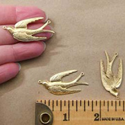 Large Brass Swallow Charm