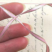 Mauve Satin Ribbon Gold Edges