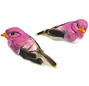 1 Inch Mauve and Brown Birds - Set of 3