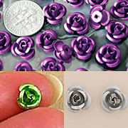 Metal Flowers (Roses) - 6mm Green
