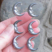 Silver Crescent Moon Dimensional Stickers*