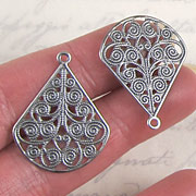 Antique Silver Filigree Teardrop