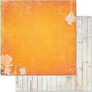 Orange Petals & Wood Planks Scrapbook Paper