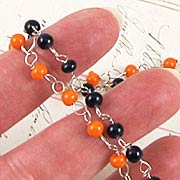 4mm Beaded Chain - Orange and Black*