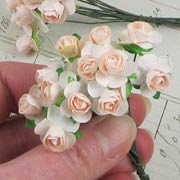 1/2 Inch Pale Peach Paper Roses