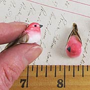 1 Inch Pink and Brown Birds - Set of 3